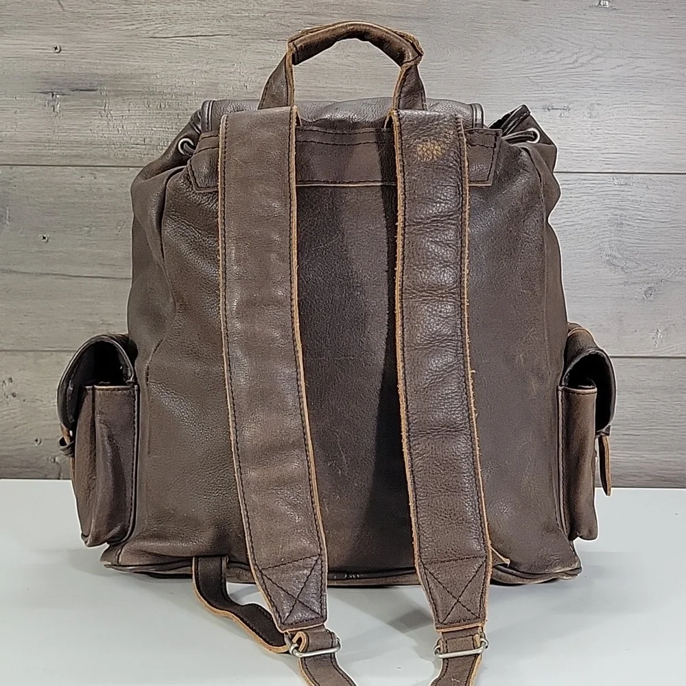 Vintage Brown Leather Rucksack Backpack